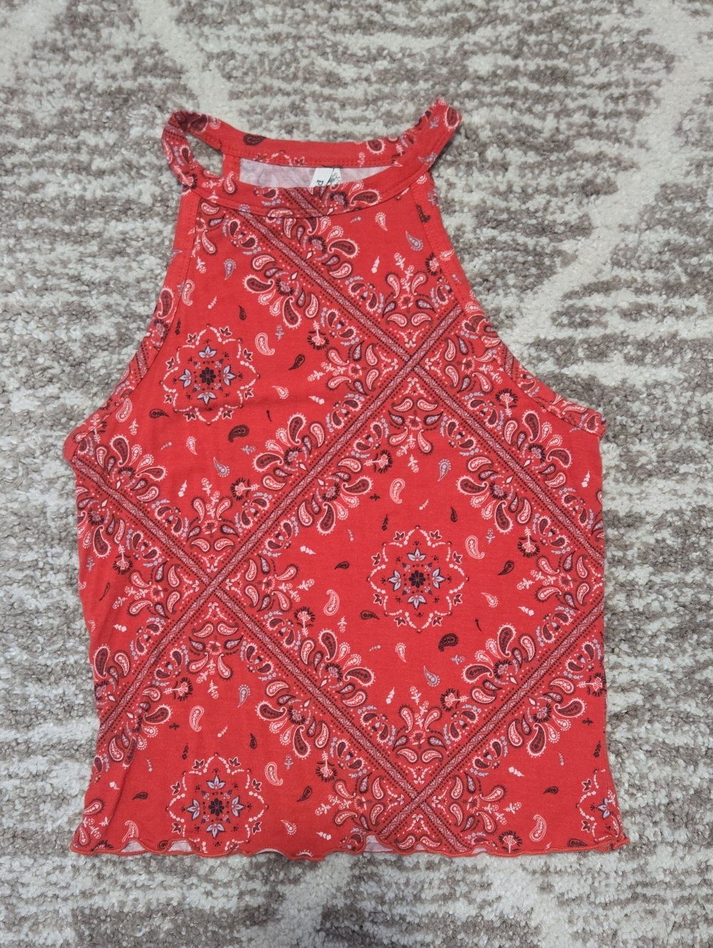 Mudd Red Bandana Print High Neck Tank